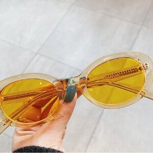 Yellow Lens Clear Frame Sunglasses for Women